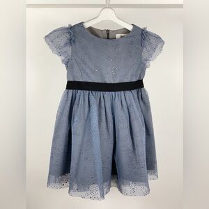 NWT Bonpoint Couture Girls Gray Blue Rhinestone Dress in size 4